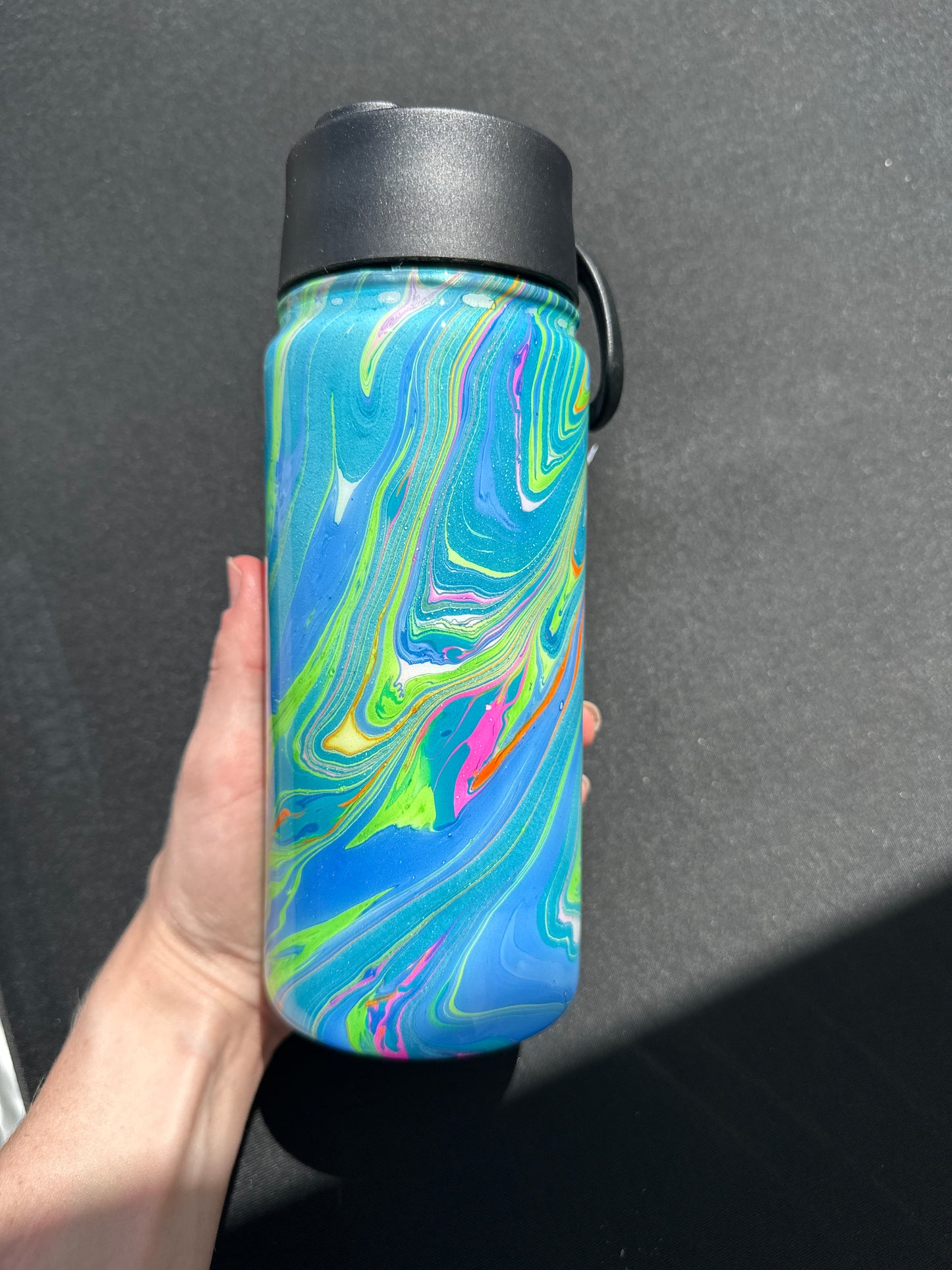 Hydro Dipped Kids 16oz Water Bottle! Blue & Neon Colors