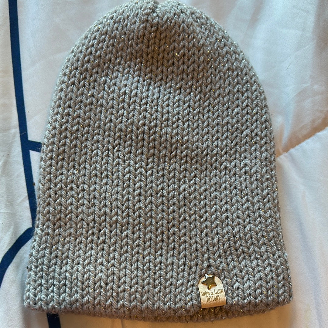 Handmade Beanie! Metallic Silver!