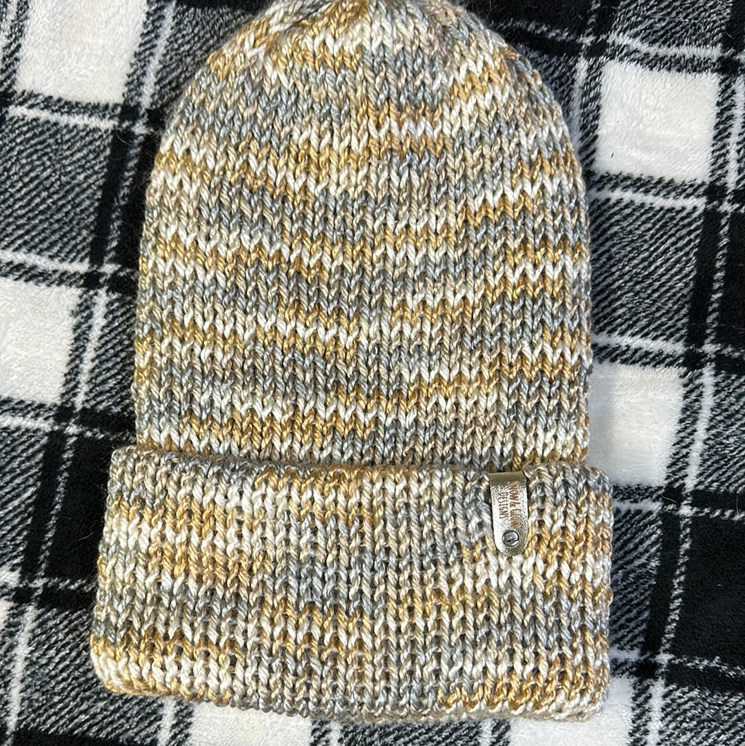 Handmade Beanie! Metallic White, Gold & Silver!