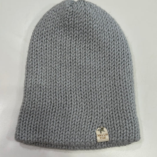 Handmade Beanie! Metallic Silver!