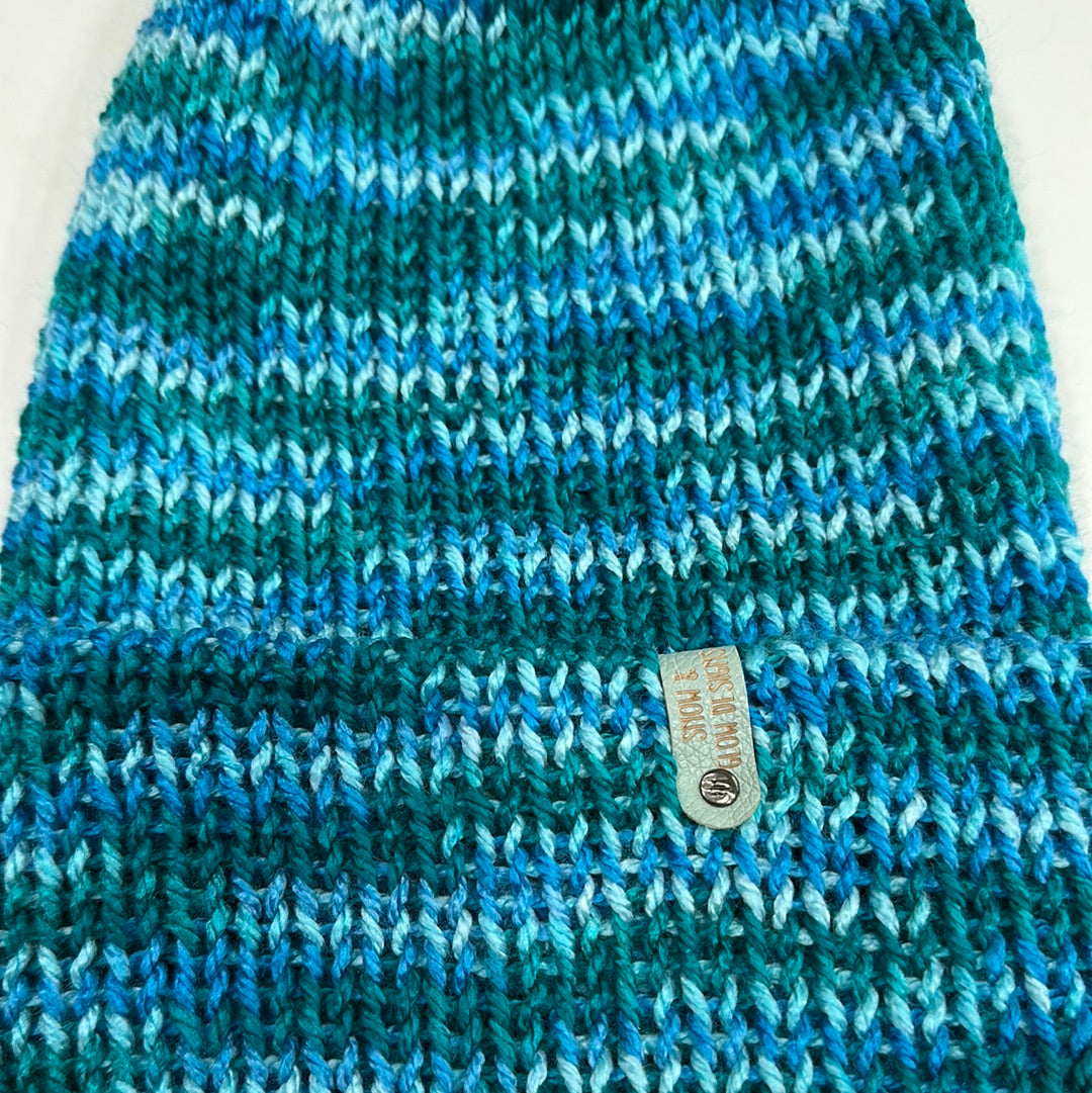 Handmade Beanie! Metallic Teal Pattern