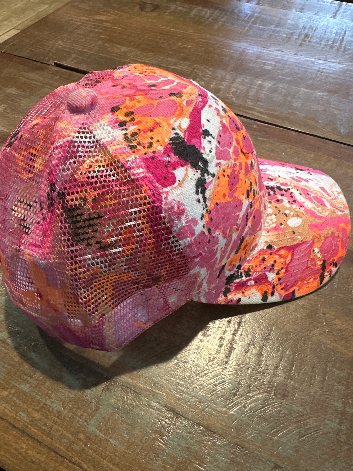 Water Marbled Baseball Hat! Neon Orange, Neon Pink, Rose Gold & Black!