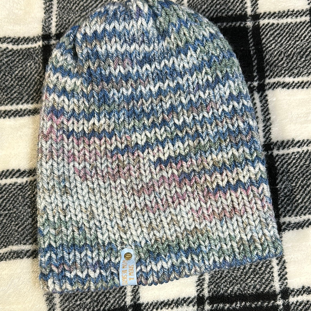 KIDS - Handmade Beanie! Blues, purples and gray!