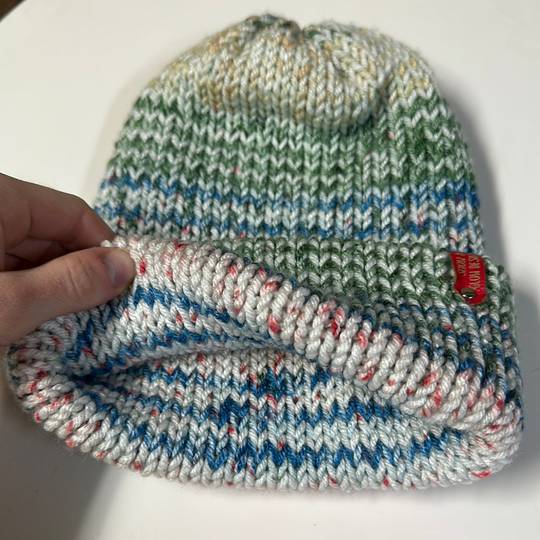 Handmade Beanie! Blue & Green Pattern!