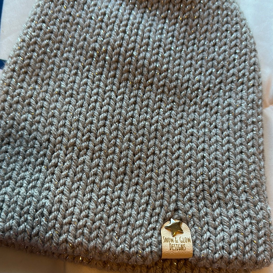 Handmade Beanie! Metallic Silver!