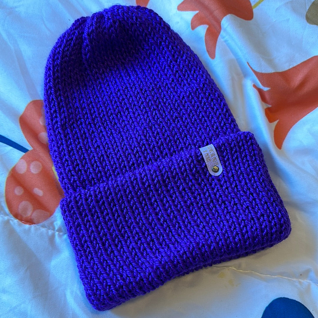 Handmade Beanie! Metallic Electric Purple!