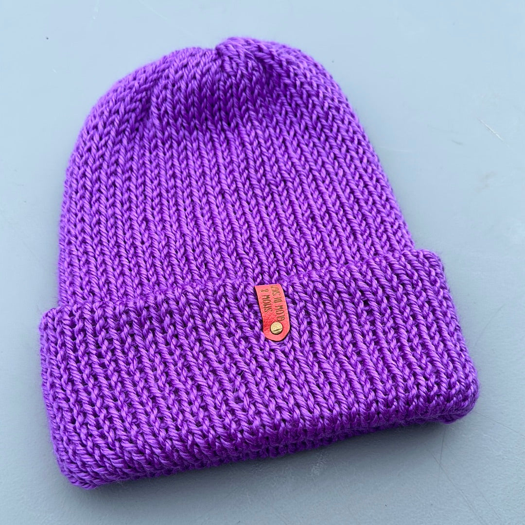 Handmade Beanie! Metallic Neon Purple