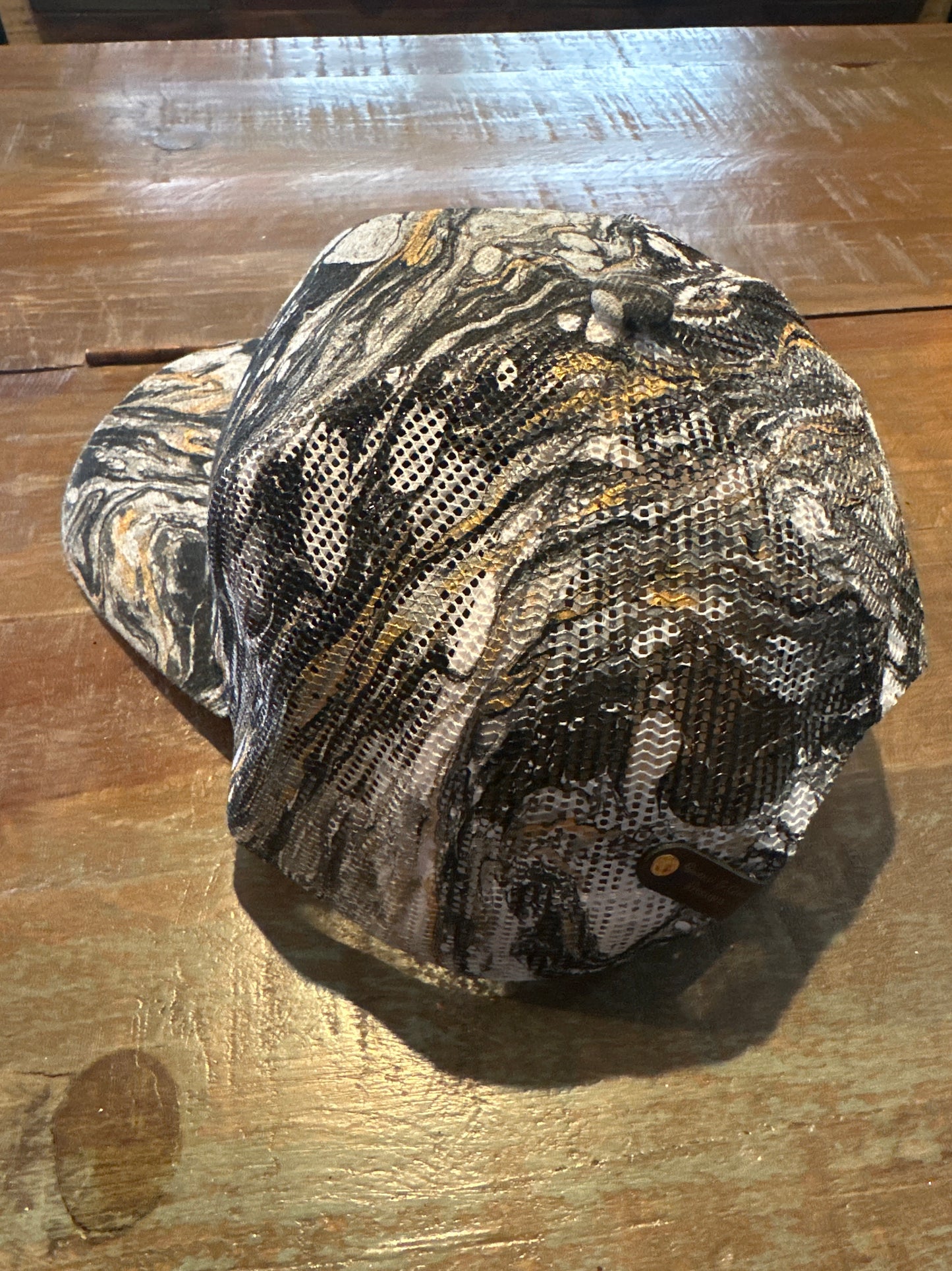 Water Marbled Truckers Hat! Gray, Gold, Black & Charcoal