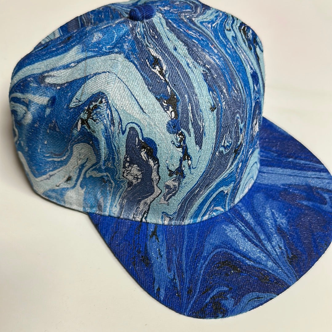 Water Marbled Flat Brim Hat!