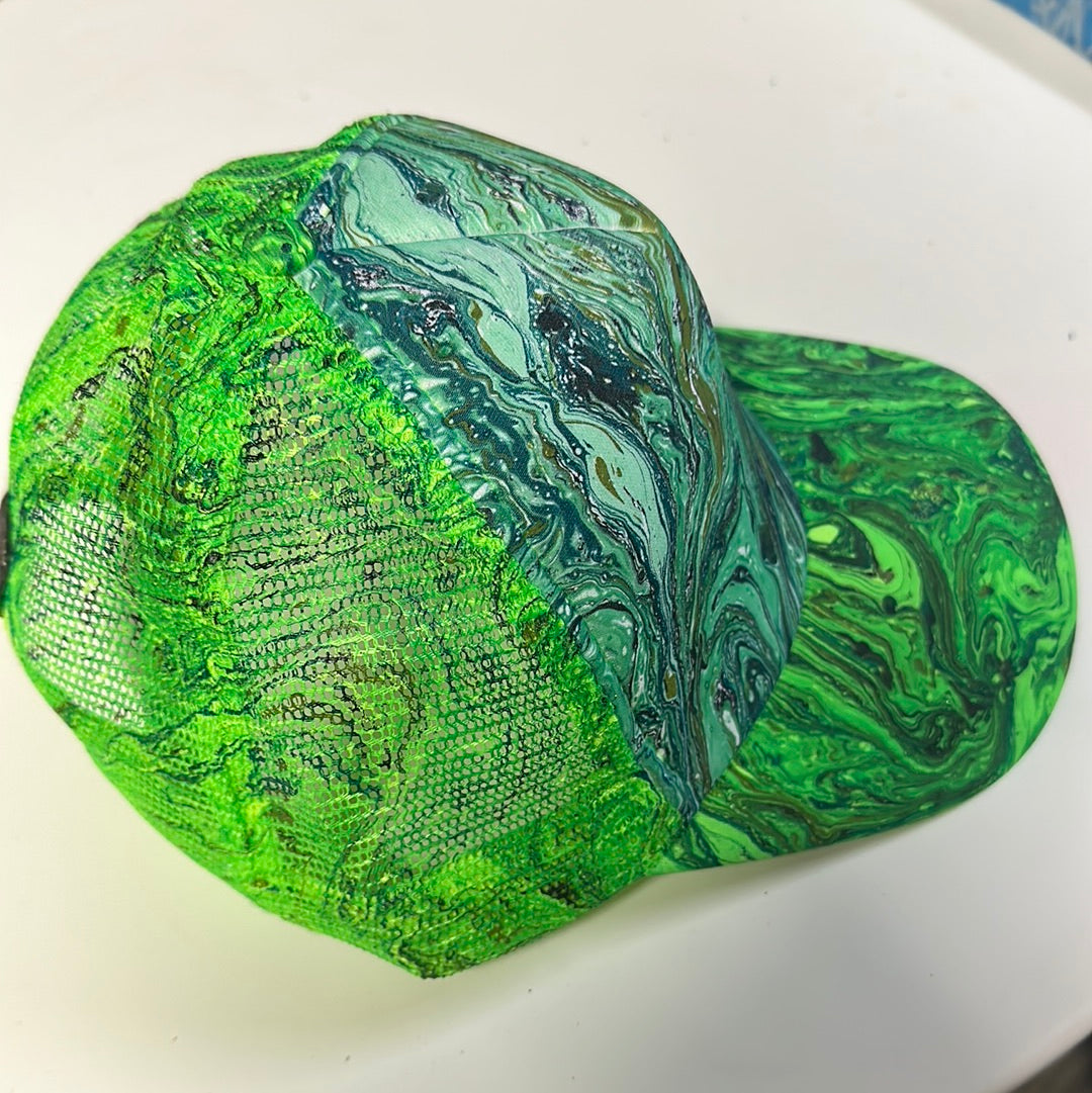 Water Marbled Truckers Hat! Greens, Blues & Teal
