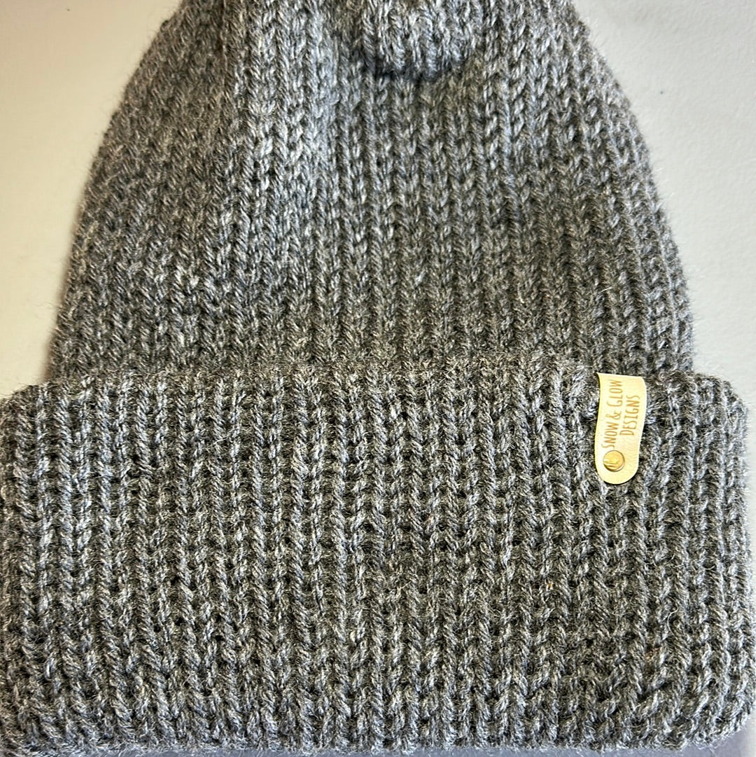 Handmade Beanie! Solid Gray! Wool Blend!