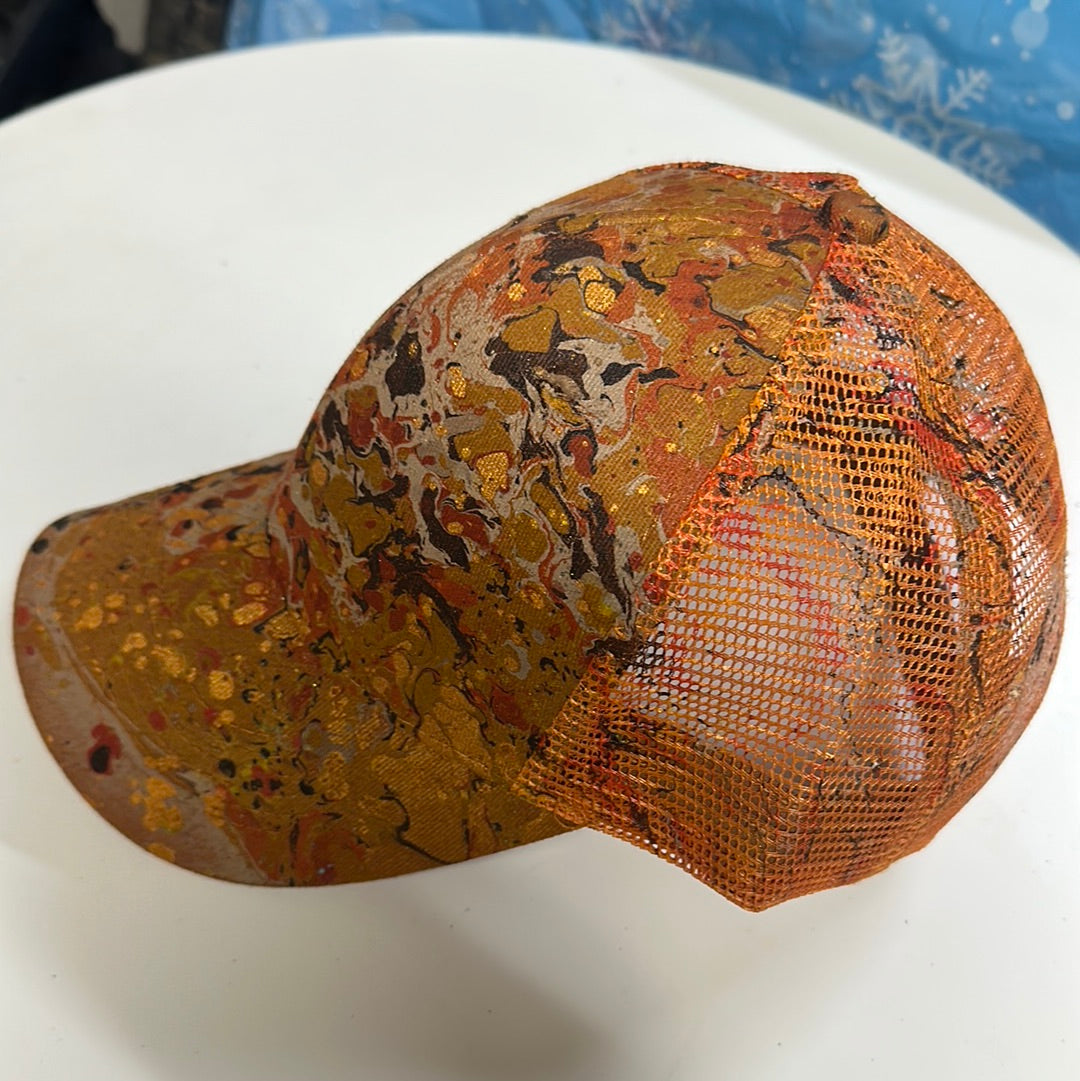 Water Marbled Baseball Hat! Browns and Gold