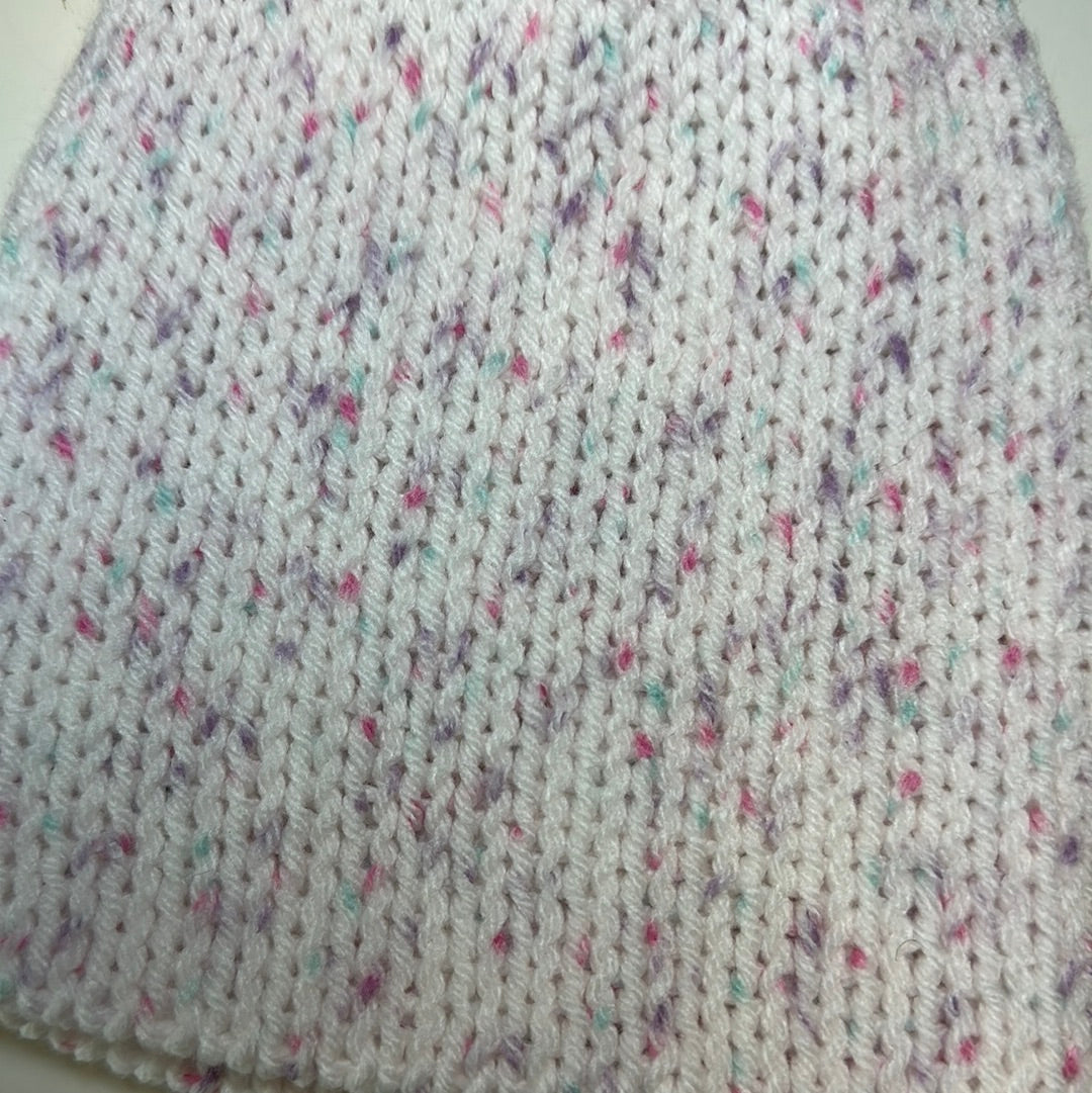 TODDLER - Handmade Beanie! White with Purple & Pink Speckles!