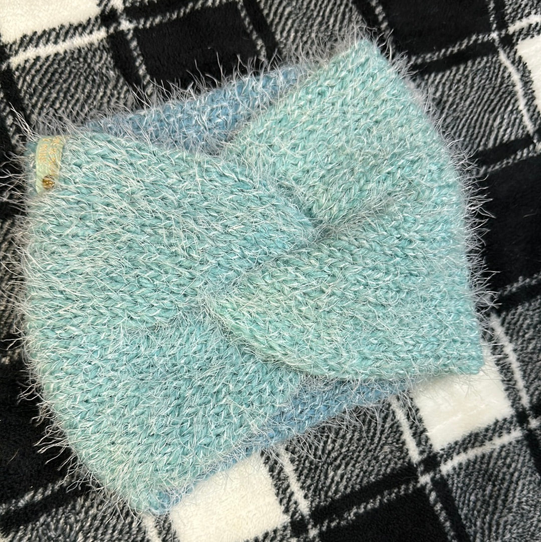 Handmade Headwarmer! Fuzzy Blues!