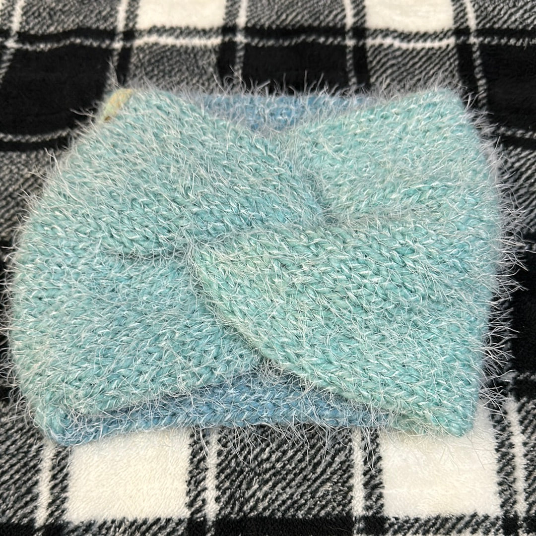 Handmade Headwarmer! Fuzzy Blues!