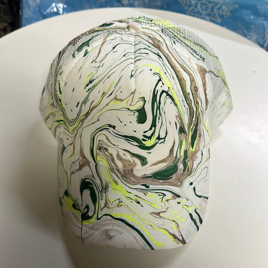 Water Marbled Truckers Hat! Brown & Greens