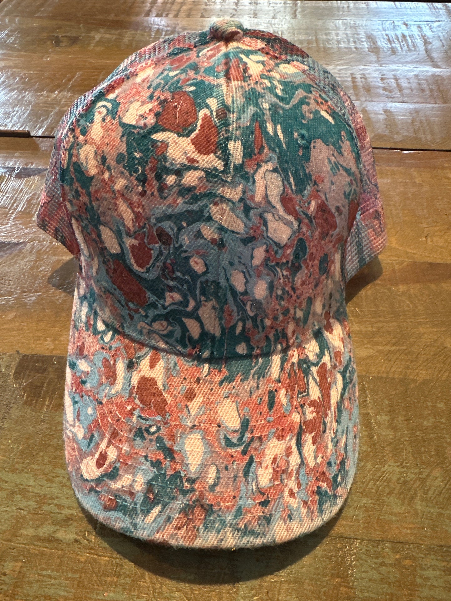 Water Marbled Baseball Hat! Pinks & Turquoise!