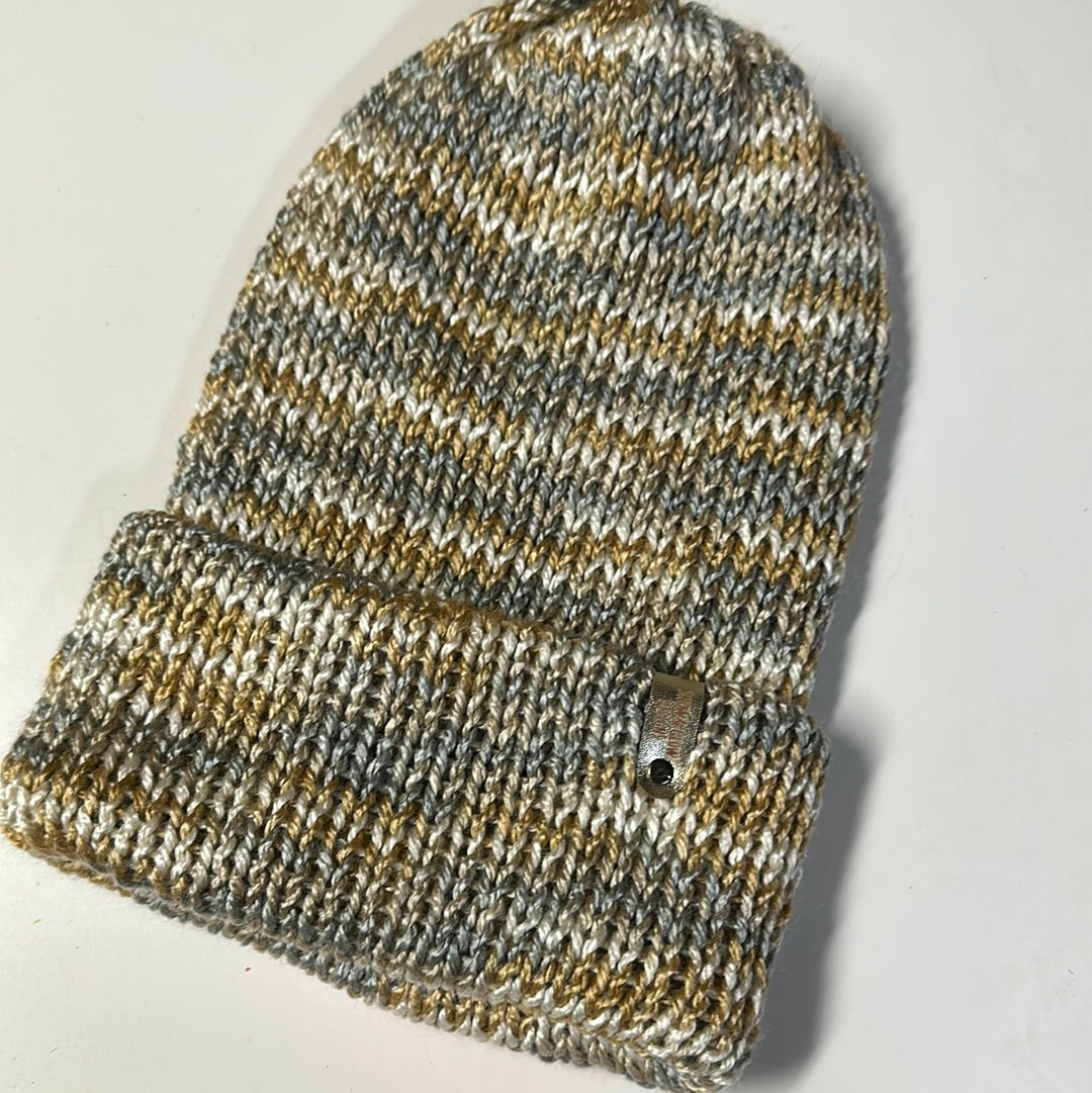 Handmade Beanie! Metallic White, Gold & Silver!