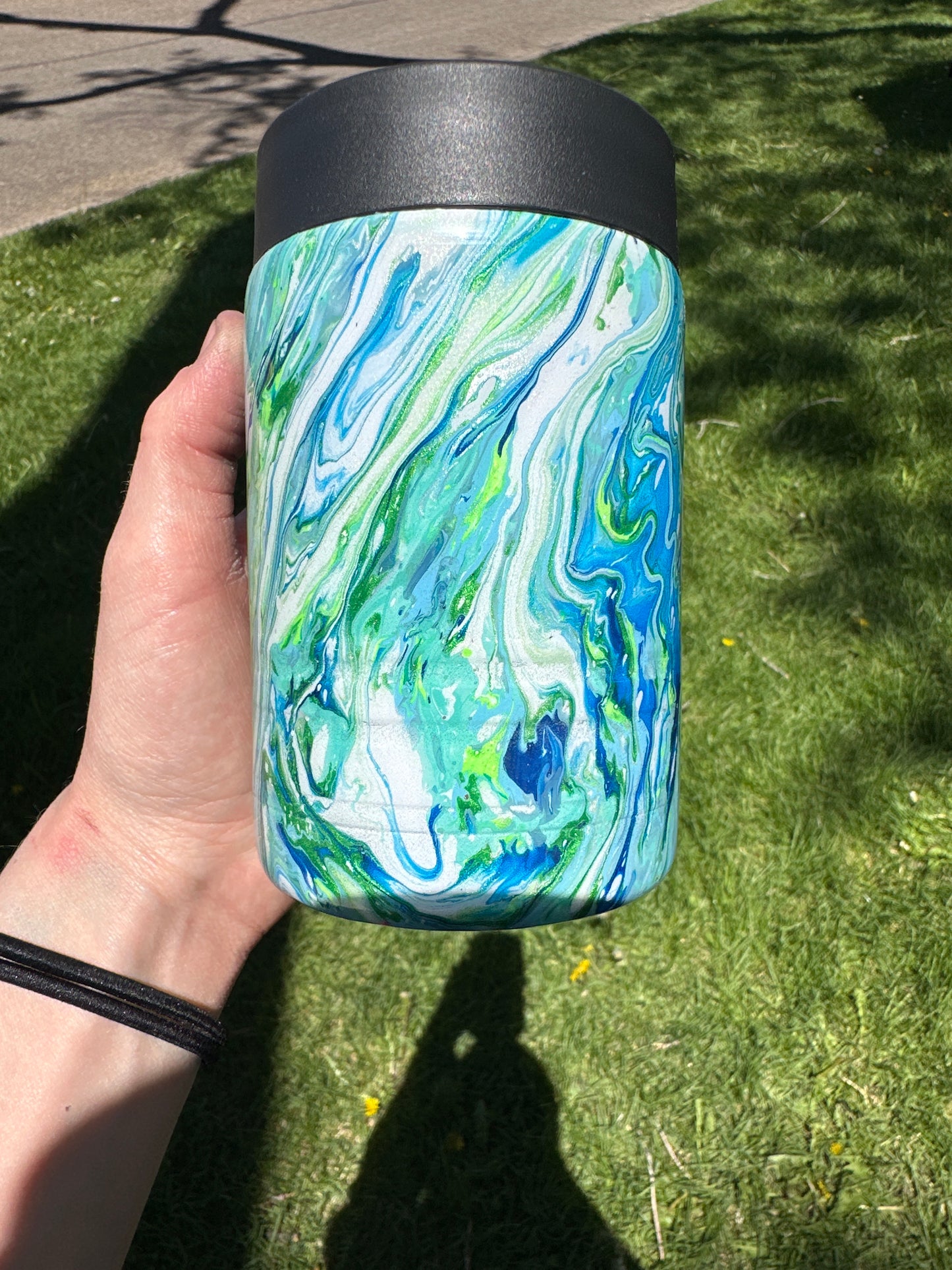 Hydro Dipped Coozie! Blues & Greens!