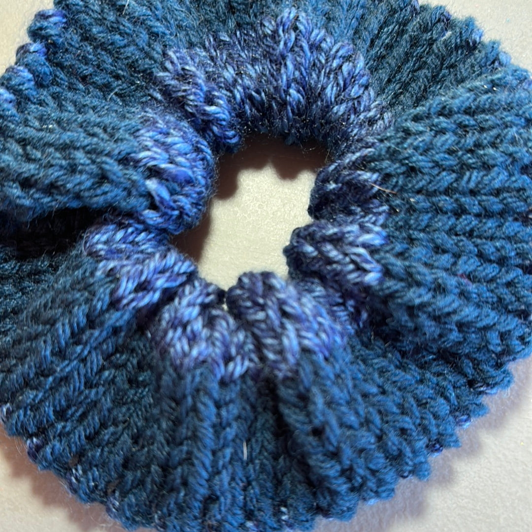 Handmade Scrunchie! Dark Blue Pattern!