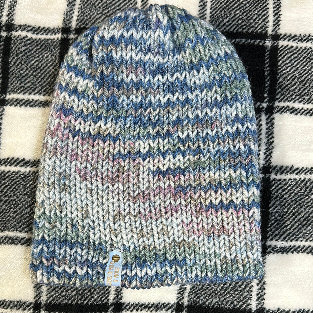 KIDS - Handmade Beanie! Blues, purples and gray!