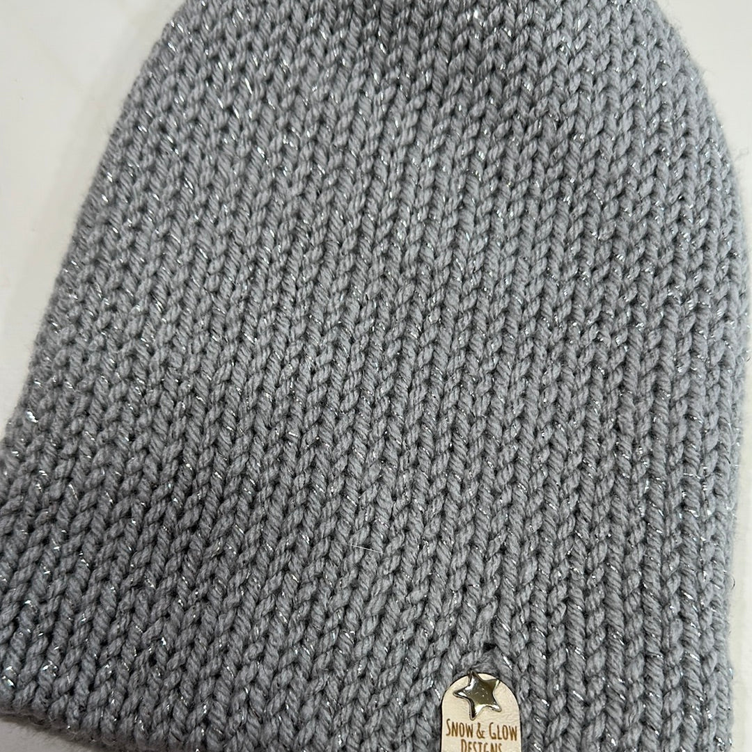 Handmade Beanie! Metallic Silver!