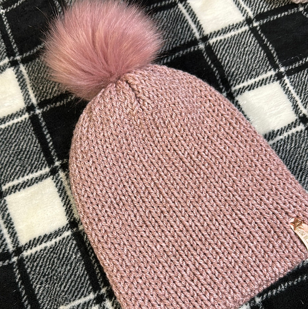KIDS - Handmade Beanie! Light pink marl!
