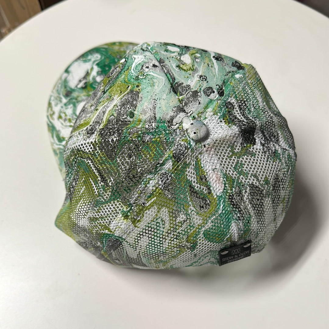 Water Marbled Truckers Hat! Green & Black