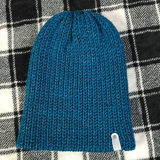 Handmade Beanie! Glittery Teal!